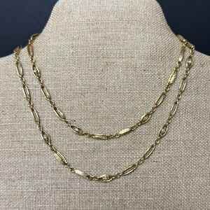 Vintage Grossé Germany Link chain Necklace with Marquis Rhinestones 34” Marked